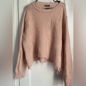 Wooden Ships by Paola Buendía Distressed Crewneck Pullover Sweater, Size: M/L